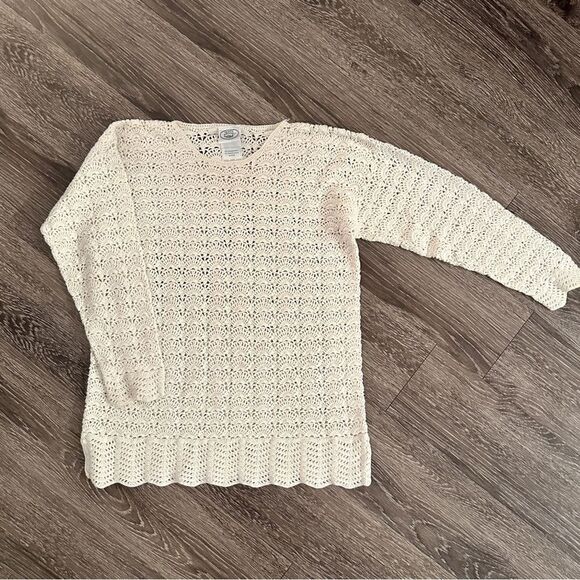 Laura Ashley Vintage Crochet Knit Sweater - Picture 1 of 8